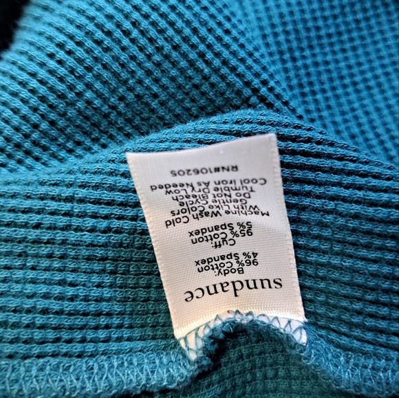 Sundance • Thermal Boho Teal Long Sleeve Crewneck Trendy Chic Layering Medium - Picture 13 of 15